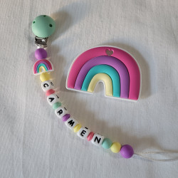 Chupetero y mordedor arco iris