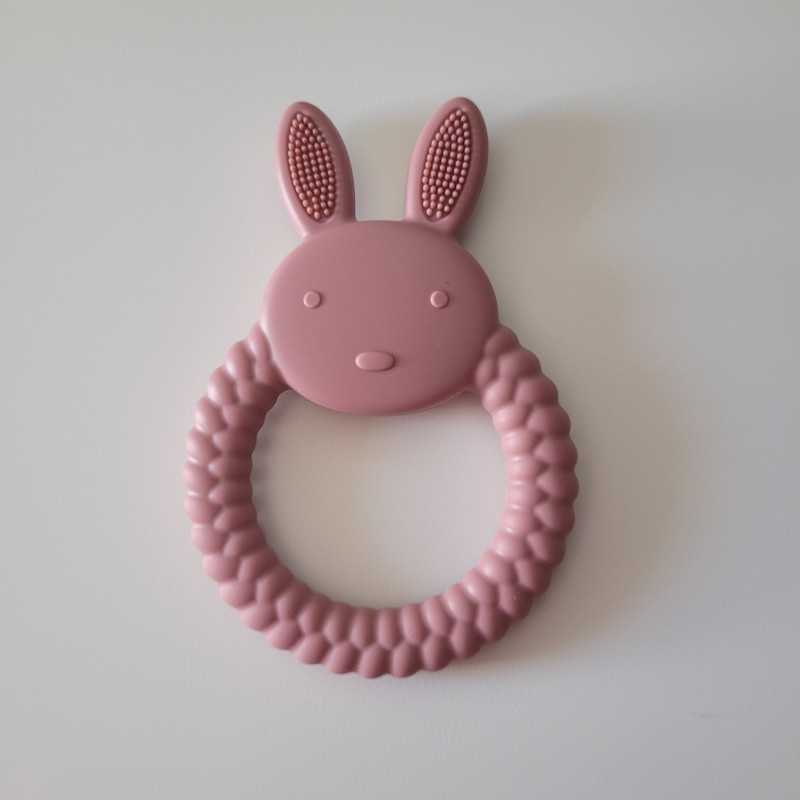 Mordedor de mano conejito rosa