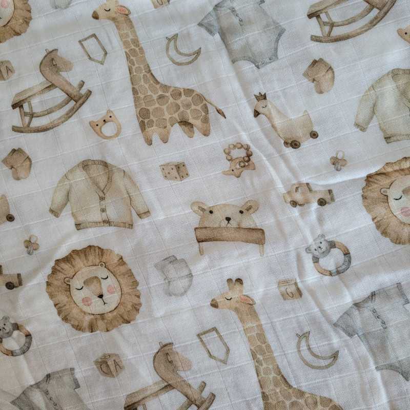 Muselina animales marrón