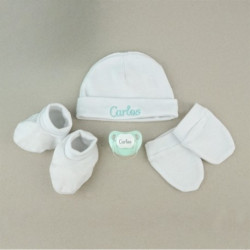 Pack recién nacido blanco y verde menta