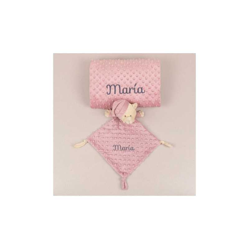 Pack mantita y dou dou rosa empolvado